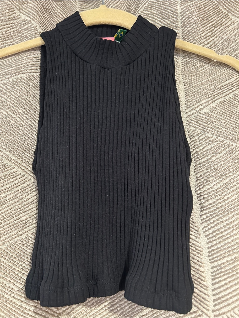 Farm Rio Ribbed Mock Neck Crop Top